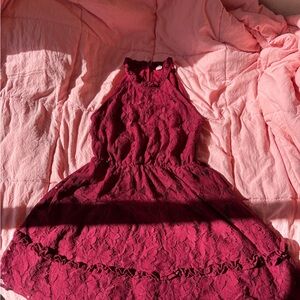 Elegant Burgundy Lace Dress